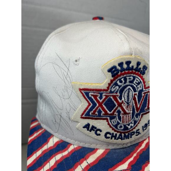 VTG 1992 Buffalo Bills Super Bowl autograph Bruce Smith Jeff Wright hat DAMAGED - Picture 2 of 16